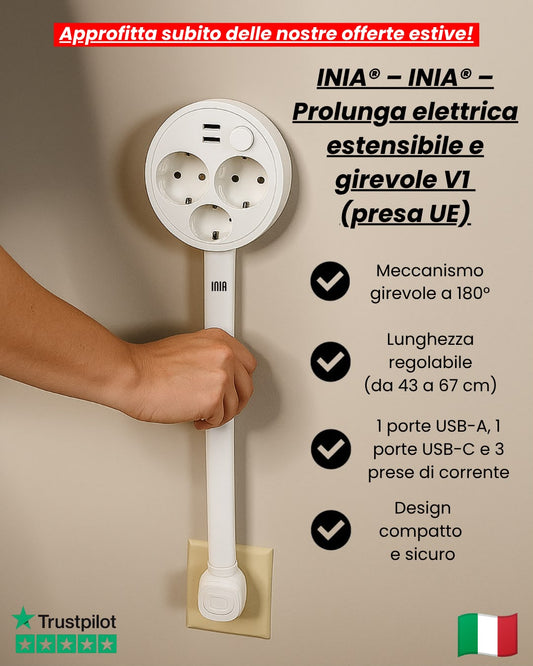 PresaFacile® – Prolunga elettrica estensibile e girevole V1 (presa UE)